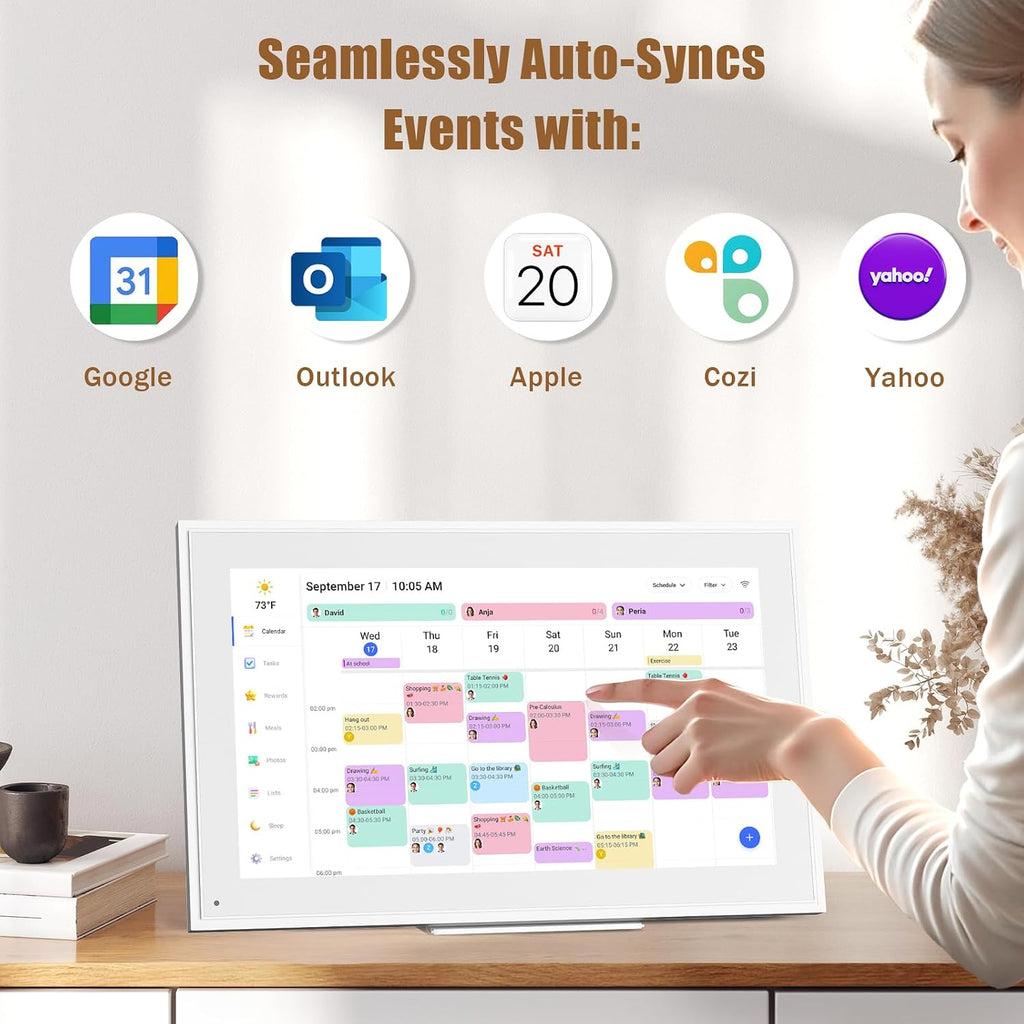 Digital Calendar:15.6-inchWall Planner Electronic Calendar & Chore Chart, Smart Touchscreen Interactive Display for Family Schedules– Wall and Desk Mountable, Great for Organizing Your 2026 Calendar