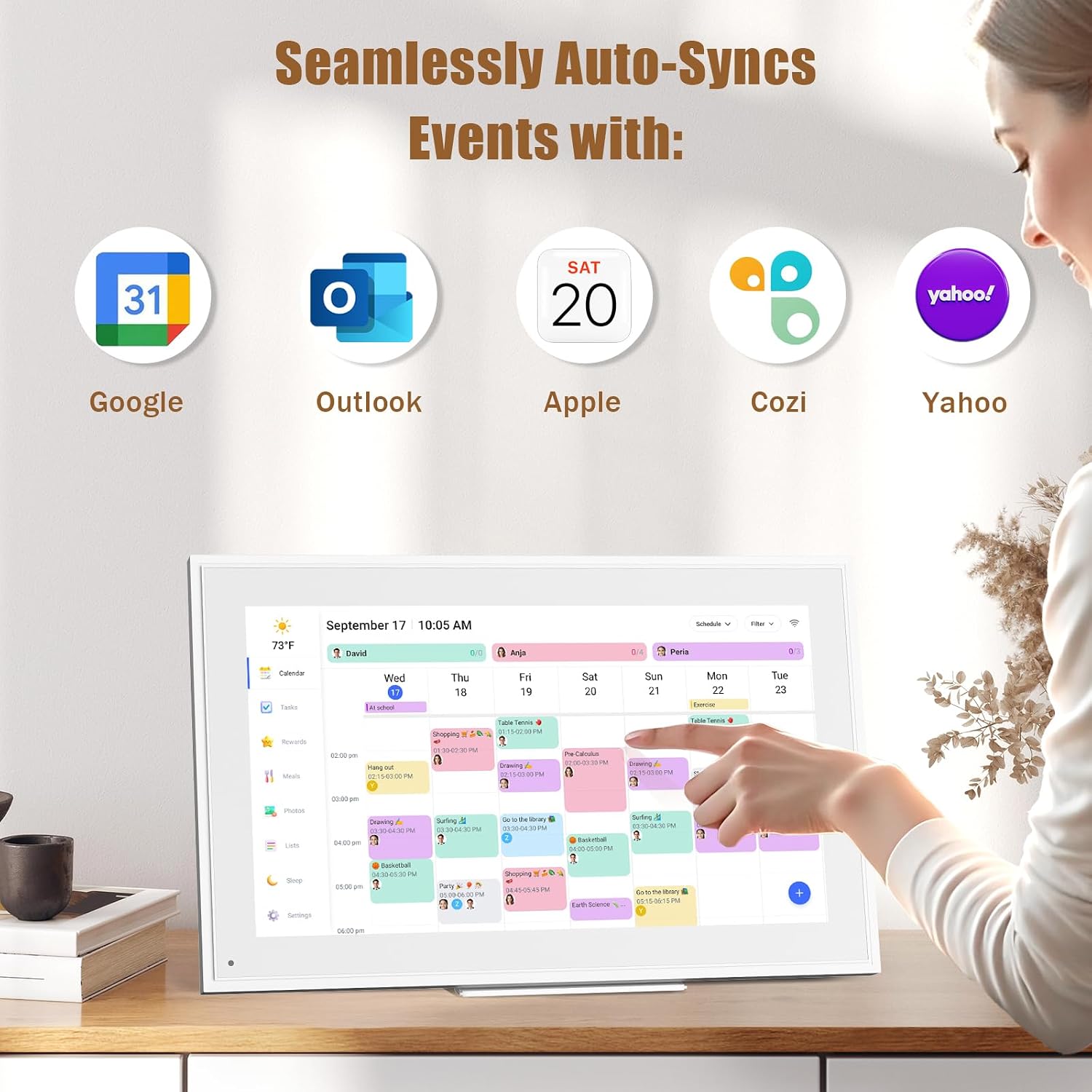 Digital Calendar:15.6-inchWall Planner Electronic Calendar & Chore Chart, Smart Touchscreen Interactive Display for Family Schedules– Wall and Desk Mountable, Great for Organizing Your 2026 Calendar