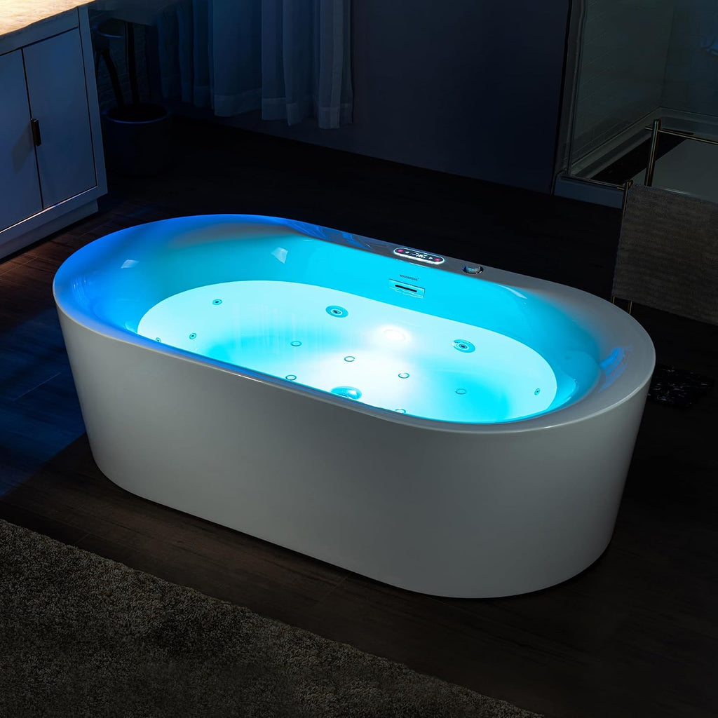 WOODBRIDGE 72' x 35-3/8' Whirlpool and Air Bath Heated Soaking Combination Tub with Adjustable Speed Air Blower and Display Control Panel, BJ600