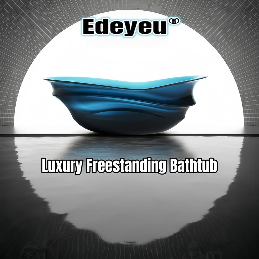 72' Edeyeu Freestanding Bathtub - Extra Deep Solid Surface Soaking Tub, Luxury Free Standing Bathtub Natural Resin, Modern Soaker Tub for Spa Bathroom with Drain Brown