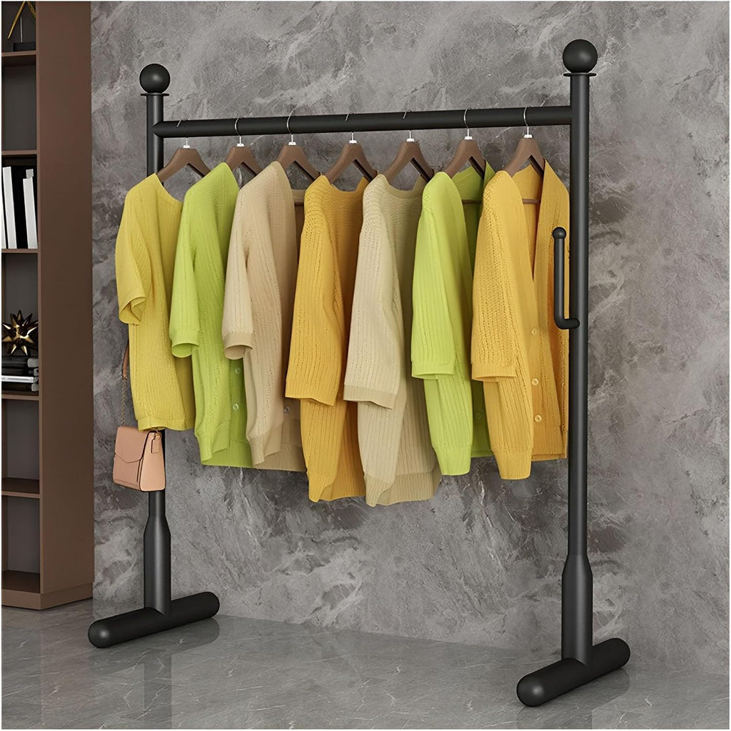 Freestanding Garment Rack with 2 Hooks Metal Clothing Display Stand for Hanging Clothes, Coats, Dresses Saving Space(60 x 38 x 150 cm)