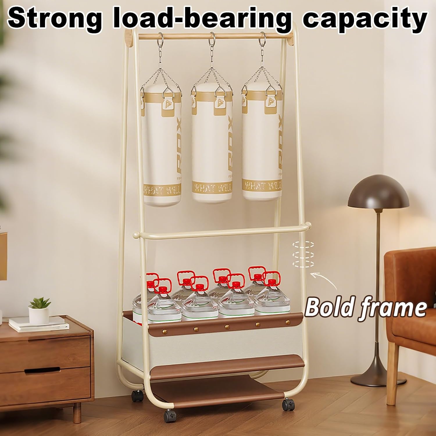 Double Rods Clothes Rack With Wheels, Heavy Duty Garment Rack, Metal Freestanding Clothing Organizer, Wardrobe Racks For Bedroom Living Room Laundry Balcony(60cm/23.6in)