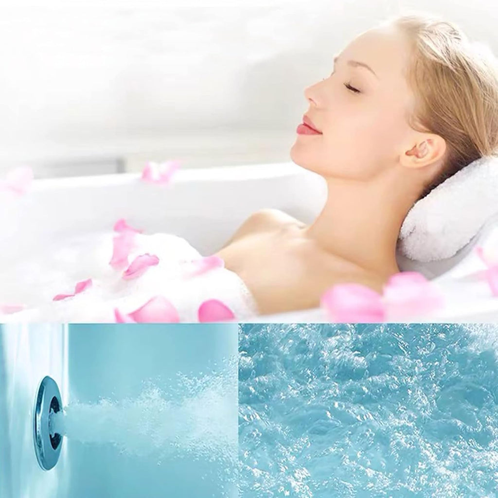Empava 67 in. Acrylic Freestanding Bath Tub Hydromassage Gracefully Oval Shaped 7 Water Jets Soaking SPA, Single-Ended Massage Bathtubs with Pillow, ETL Certified