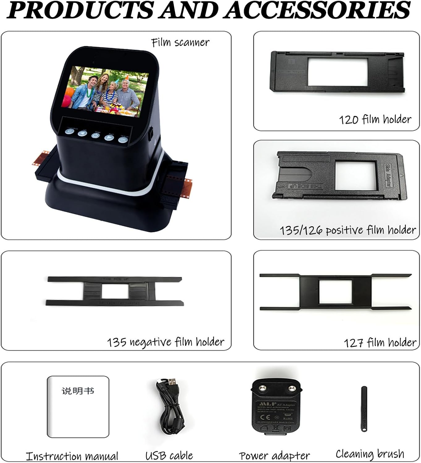 High Resolution 120 Film Scanner 22 Mega Pixels Slide Negative Photo Scanner Digital 35mm 135 126KPK Film Converter 4.3' LCD
