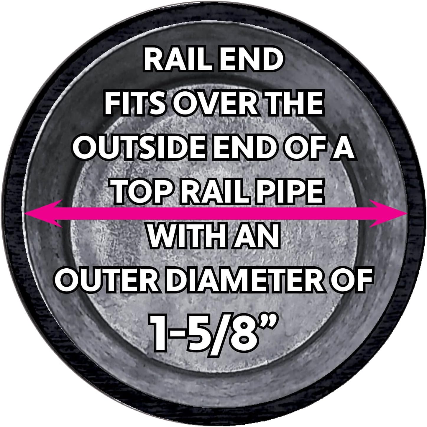 1-5/8' - CASE -Top Rail End for Chain Link Fence - Use for 1-5/8' Outside Diameter Top Rail Pipe - Black Powder Coated Chain Link Rail End. Qty 50