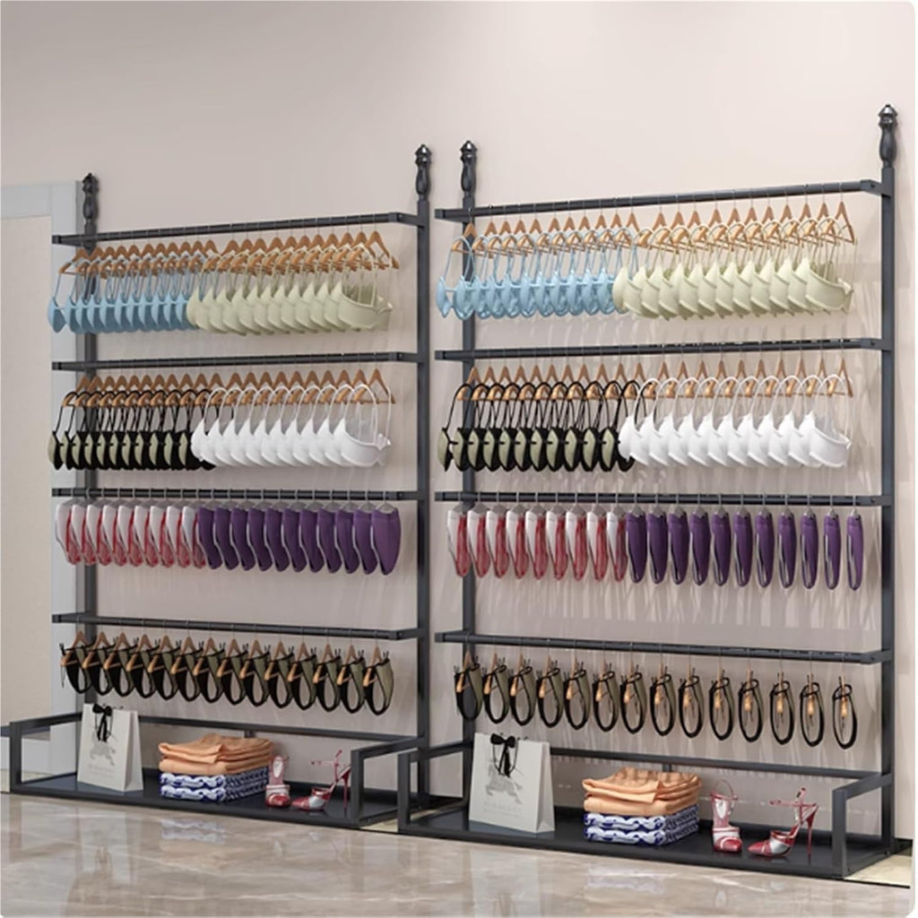 Freestanding Underwear Display Stand, Metal, Lingerie Garment Rack, Retail Sock Show shelves, Commercial Clothing Store Shelf, for Bras, Shorts, Hats,(Gold,100 * 35 * 180cm)