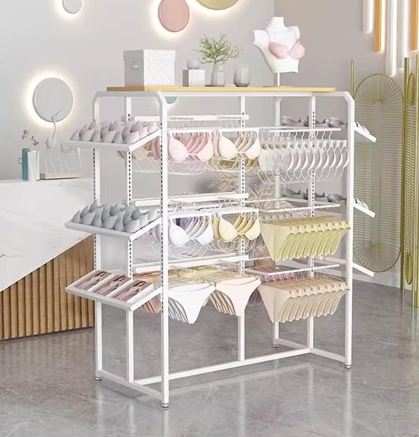 Display Stand Retail Store Garment Rack Clothing Hanger, Underwear Panty Rack Shorts Bra Display Stand, Metal Hanging Rack for Boutique Mall
