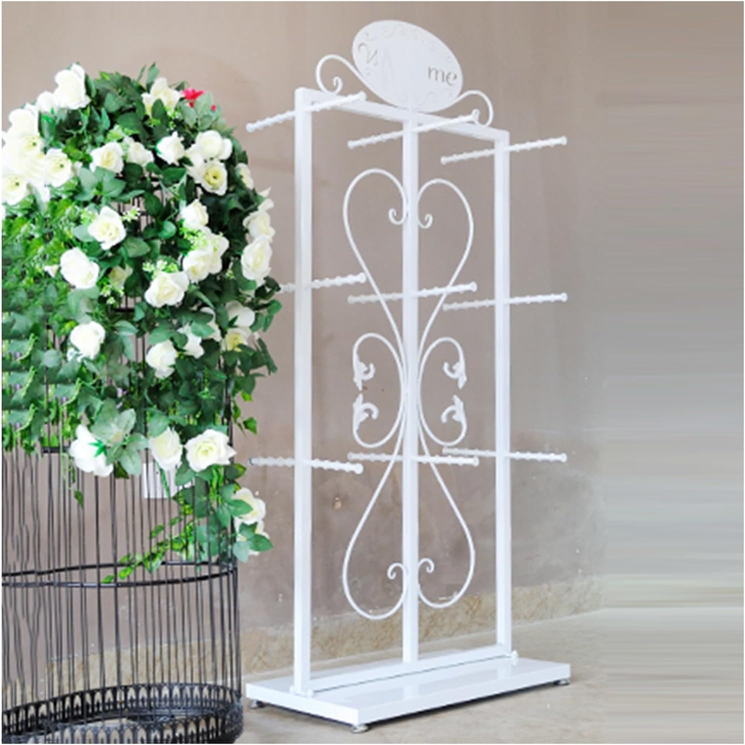 Underwear Display Stands,Metals Lingerie Stand Shelves,Freestanding Clothing Store Boutiques Retail Lingerie Garment Rack,for Panties Bra Socks(White,65 X 40 X 155cm)