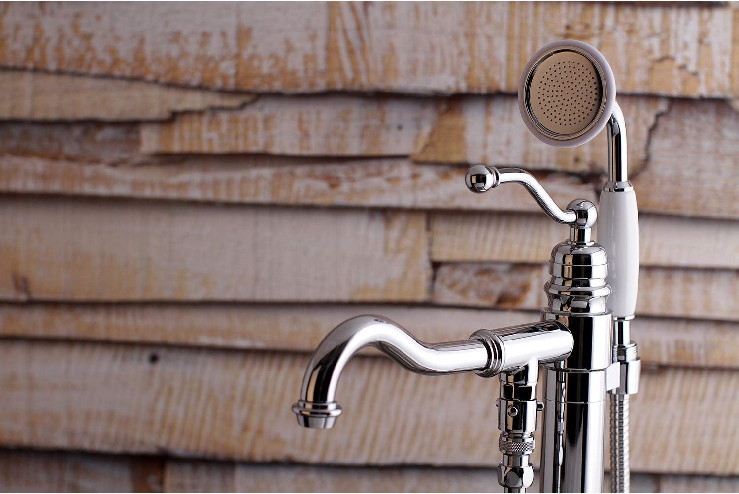 Kingston Brass KS7131ABL English Country Freestanding Tub Faucet with Hand Shower, Polished Chrome