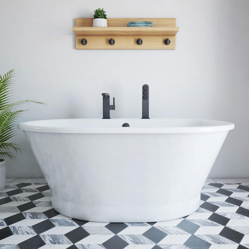 DreamLine Caribbean 60 inch L x 23 inch H White Acrylic Freestanding Bathtub