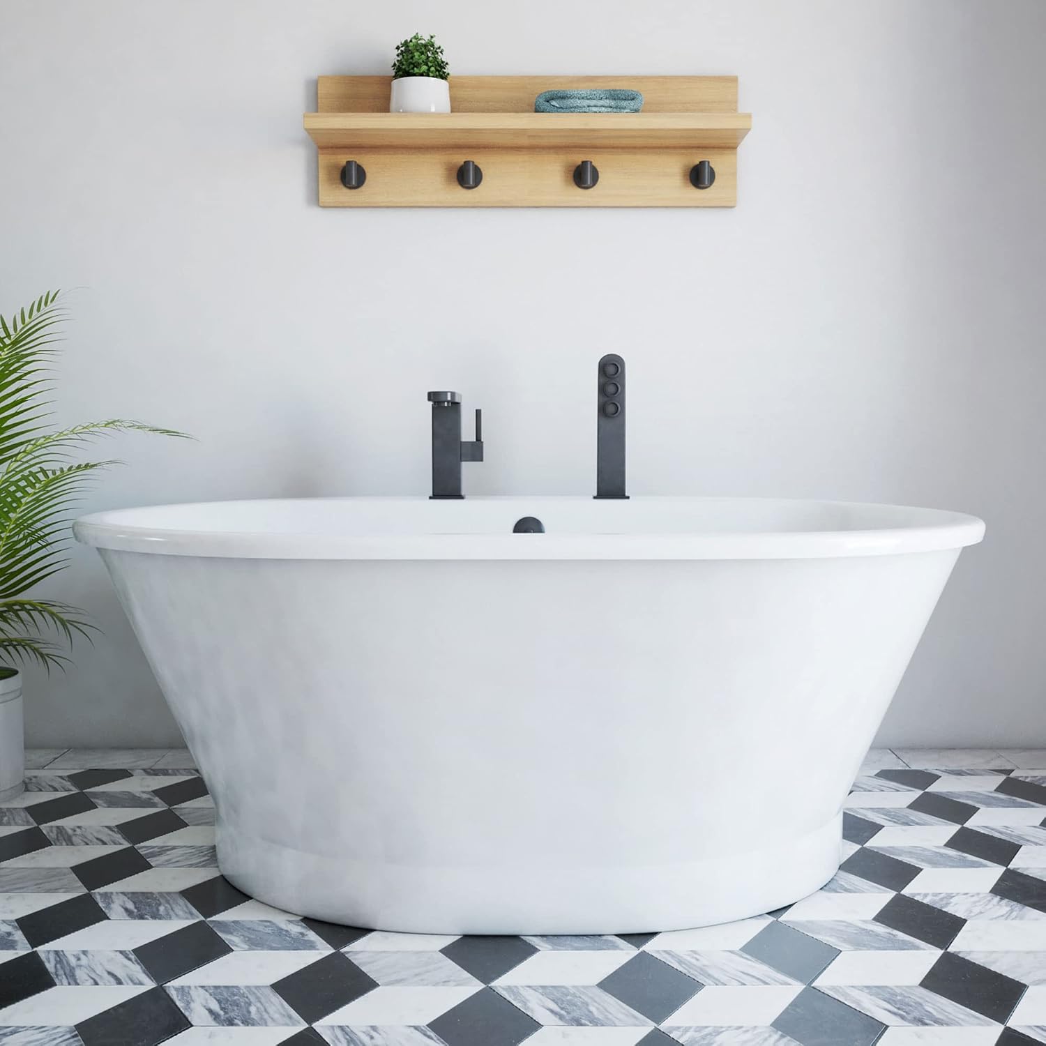 DreamLine Caribbean 60 inch L x 23 inch H White Acrylic Freestanding Bathtub