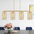 CATINER Gold Crystal Kitchen Island Lighting 40' Modern Linear Chandelier 4 Lights Ceiling Pendant Light Fixture Luxury for Kitchen Dining Room Living Room