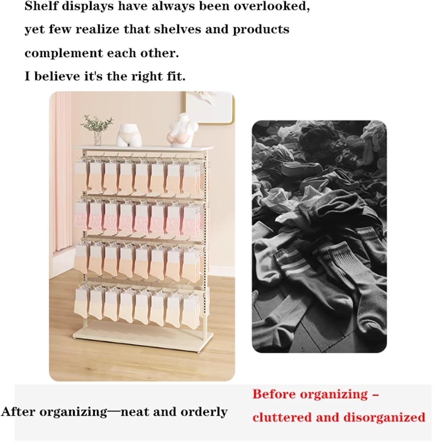 Metal Underwear Display Stand, Large Capacity, Lingerie Garment Rack, Retail Sock Show shelves, Commercial Clothing Store Shelf, for Bras, Shorts, Hats, 80/100/120cm(Black,80 * 35 * 135cm)