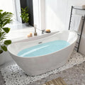 67' Acrylic Freestanding Bathtub White, Oval Shape Soaking Tub with Pop-up Chrome Drain, Free Standing Bathtubs CUPC Certified