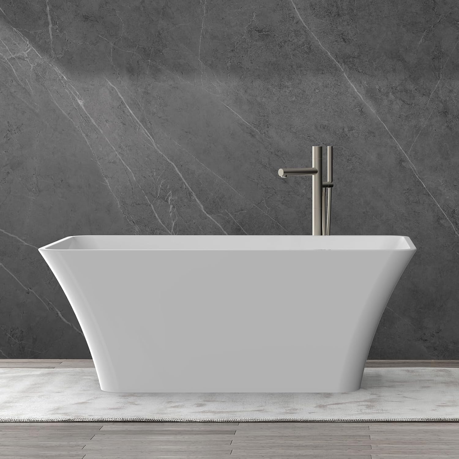 67' Freestanding Bathtub, Freestanding Soaking Bathtub with Double Wall Insulation, Ergonomic Deep Design,Non-Slip Base & Modern Acrylic Design, Matte Drain and Overflow, Modern Bath Tub