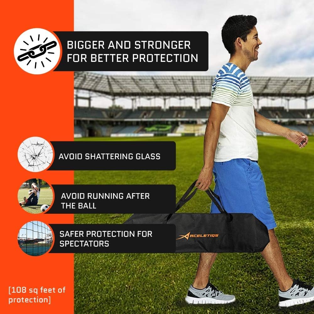 ACELETIQS Lacrosse Net Backstop, (10 x 20 ft) Durable Steel Frame & 7-Ply Knotless Sports Netting, Multi Purpose Backyard Barrier Net for Soccer, Basketball, Baseball, Softball Pitching Screen