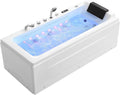 Empava Acrylic Whirlpool Bathtub, 67' Jetted Tub with Heater, Hydro Massage & Chromatherapy, White Modern Freestanding Jetted Air Bathtub