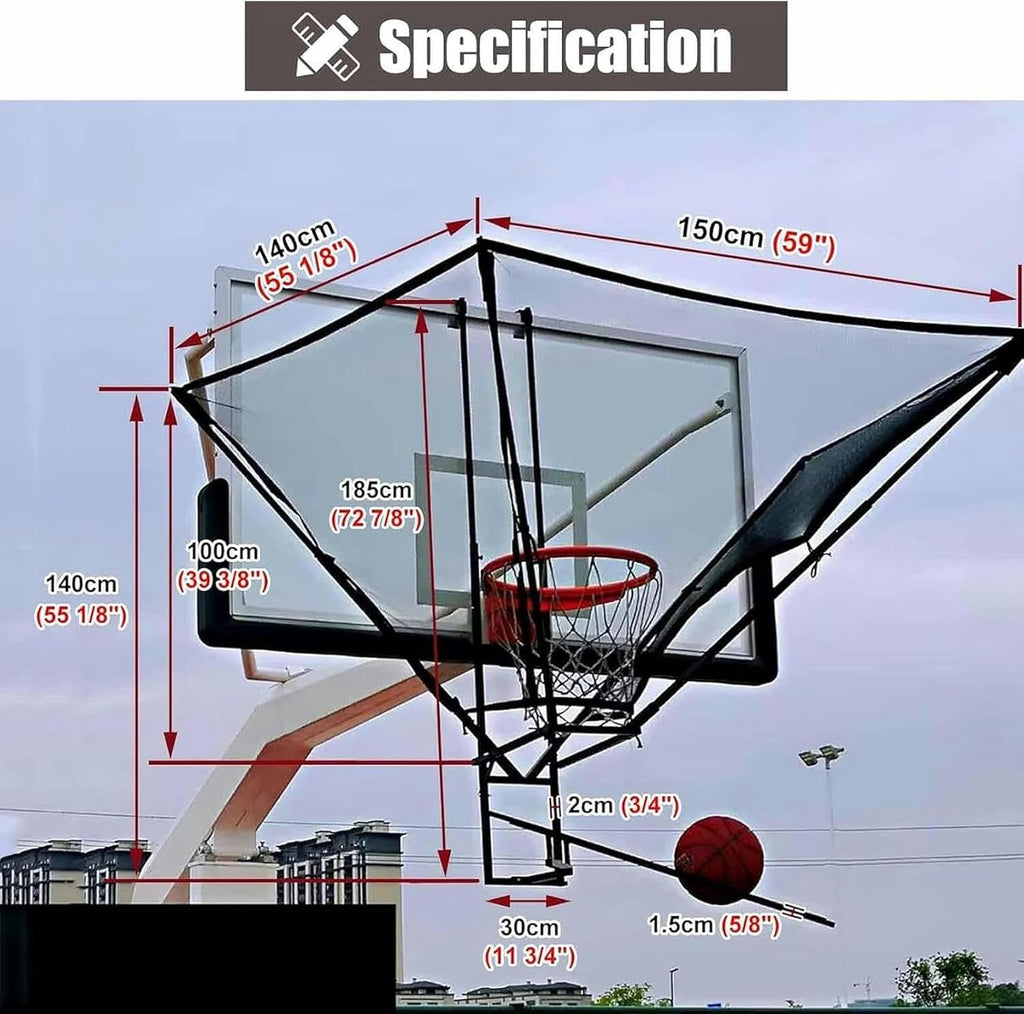 Basketball Hoop Return Attachment, Metal Basketball Rebounder System, Basketball Shooting Trainer Aid Net, Basketball Ball Returner with Bag-1
