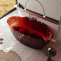 Ergonomic Luxury Spa Bathtub, Oval-Shaped Transparent Resin Tub with Drain, Handcrafted Extra-Deep Tub, Modern Spa Bathroom, 55-70 Inches,C l140cm