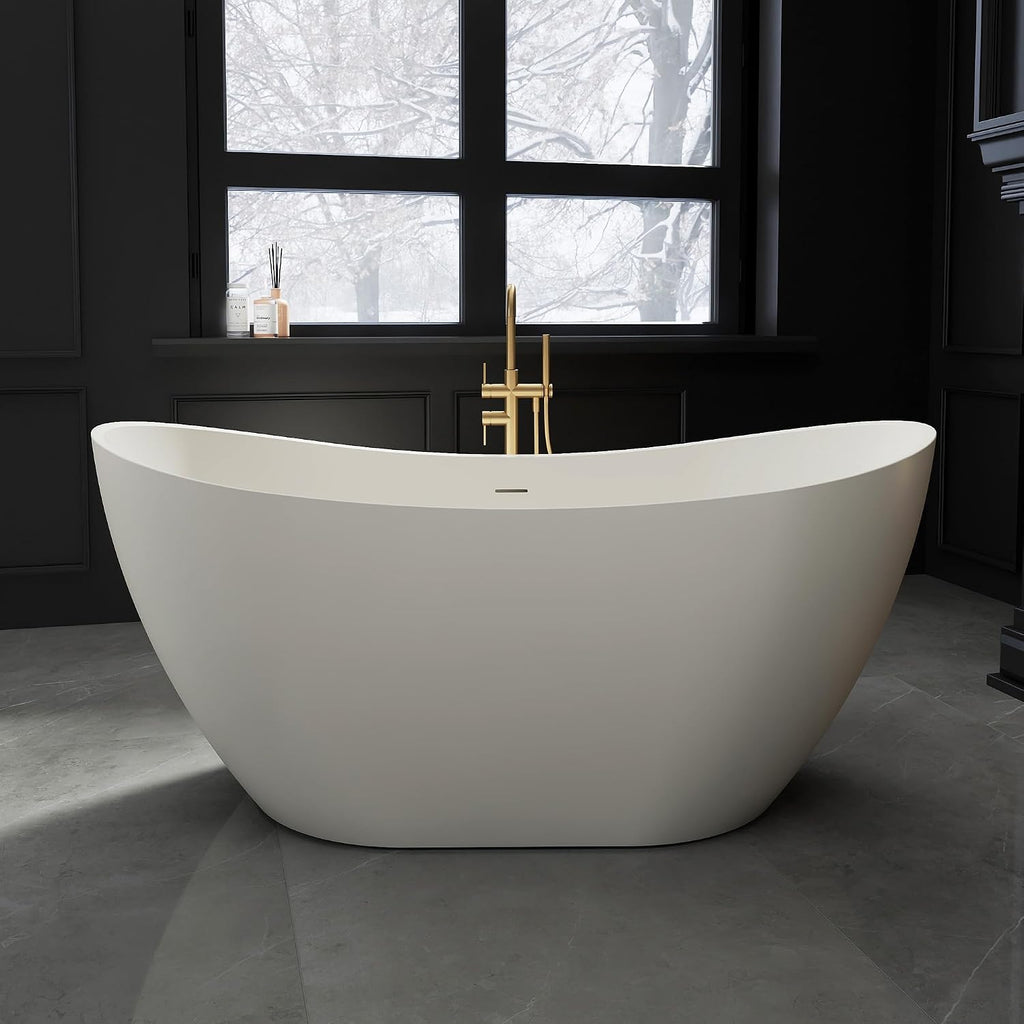 60' Acrylic Freestanding Bathtub, cUPC Certified Free Standing Tub, Soaking Tubs for Bathroom, Stand Alone Tub with Integrated Overflow and Drain