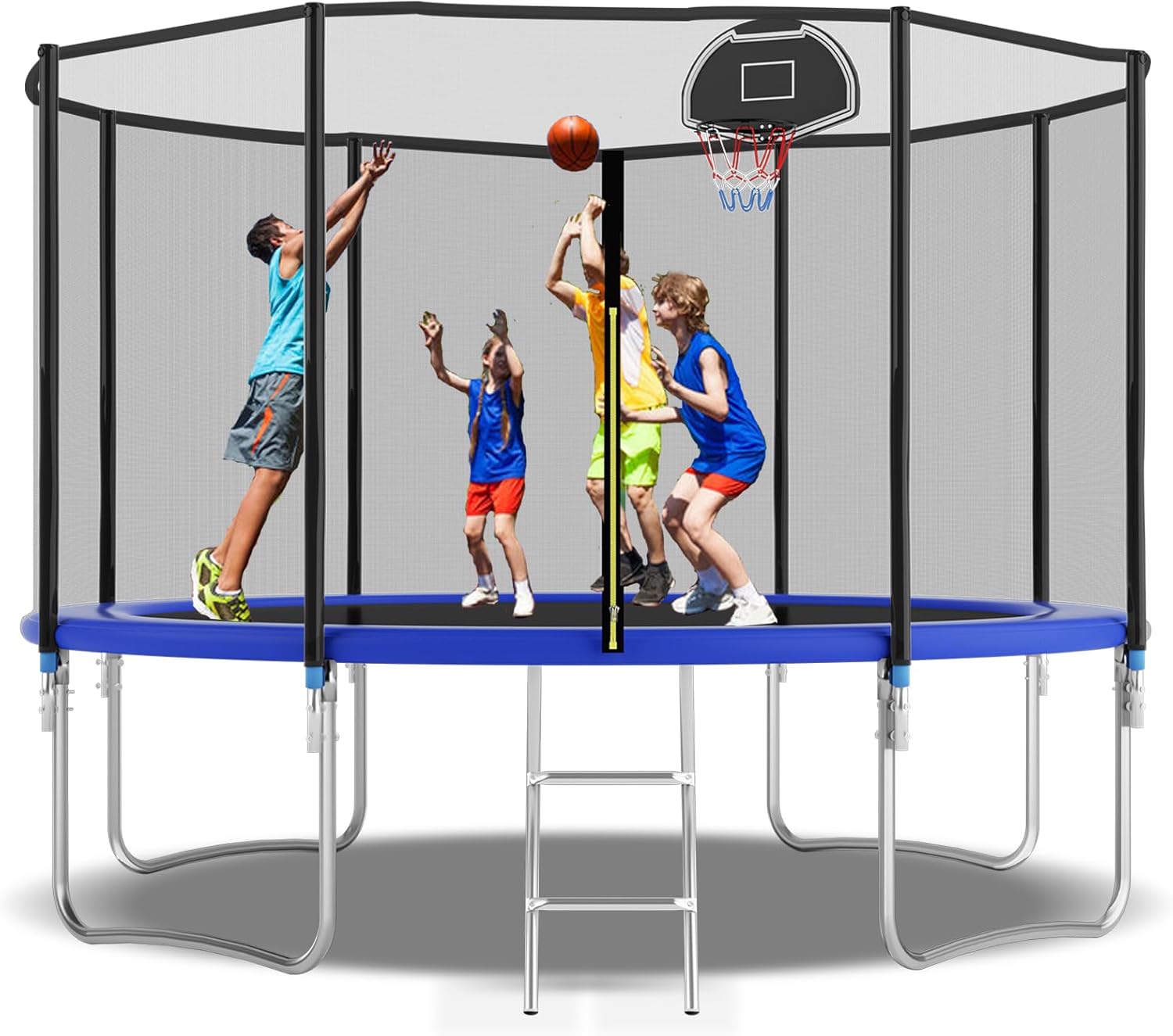 Tranpoline 10FT 12FT 14FT 16FT Tranpoline for Kids with Safety Enclosure Net Recreational Tranpoline for Adults ASTM Approval Backyard Outdoor Tranpoline with Basketball Hoop