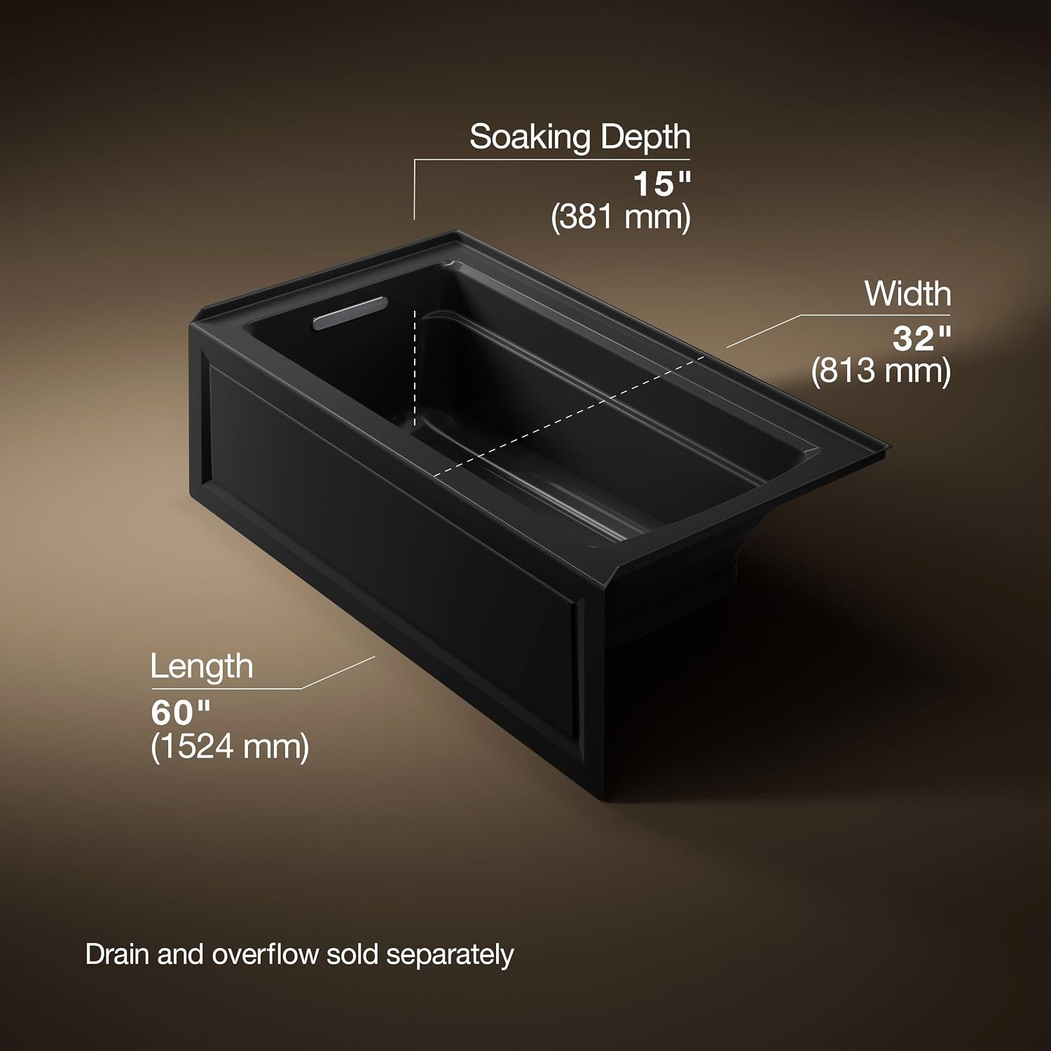 Kohler K-1122-GHLA-7 Archer Bathtub, Black Black