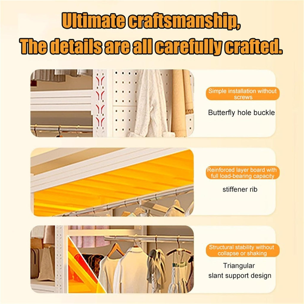 Foldable Portable Closets, Clothes Rack With Cover, Heavy Duty Portable Closet, Portable Closet Rack,Freestanding Coat Storage Armoire, For Bedrooms