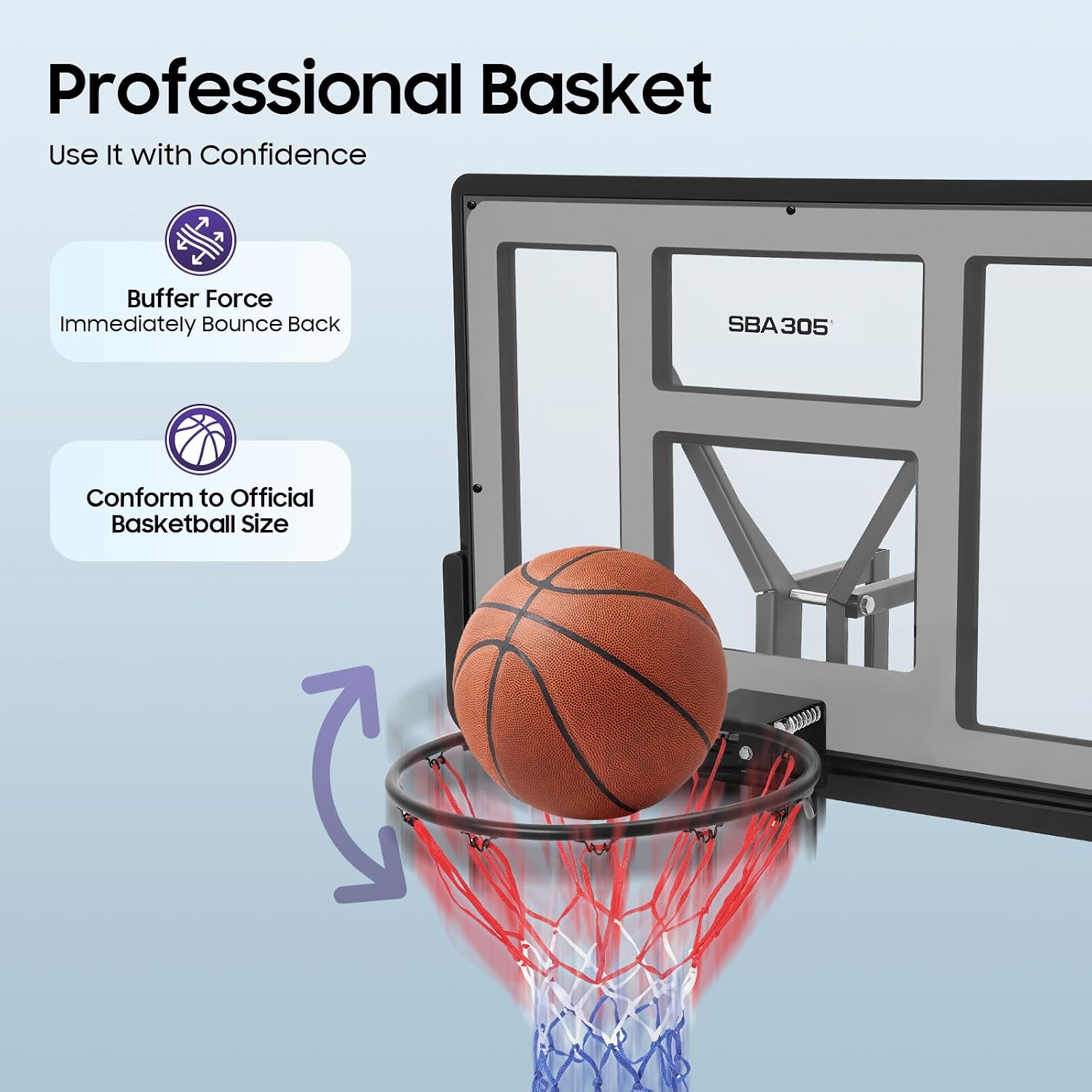 Performance Pet Backboard & Rim Combo, Wall Mount Basketball Backboard Adjustable Basketball Hoop Removable Backboard Rim Kit Hoops with Basket Net for Outdoors Club Home Training