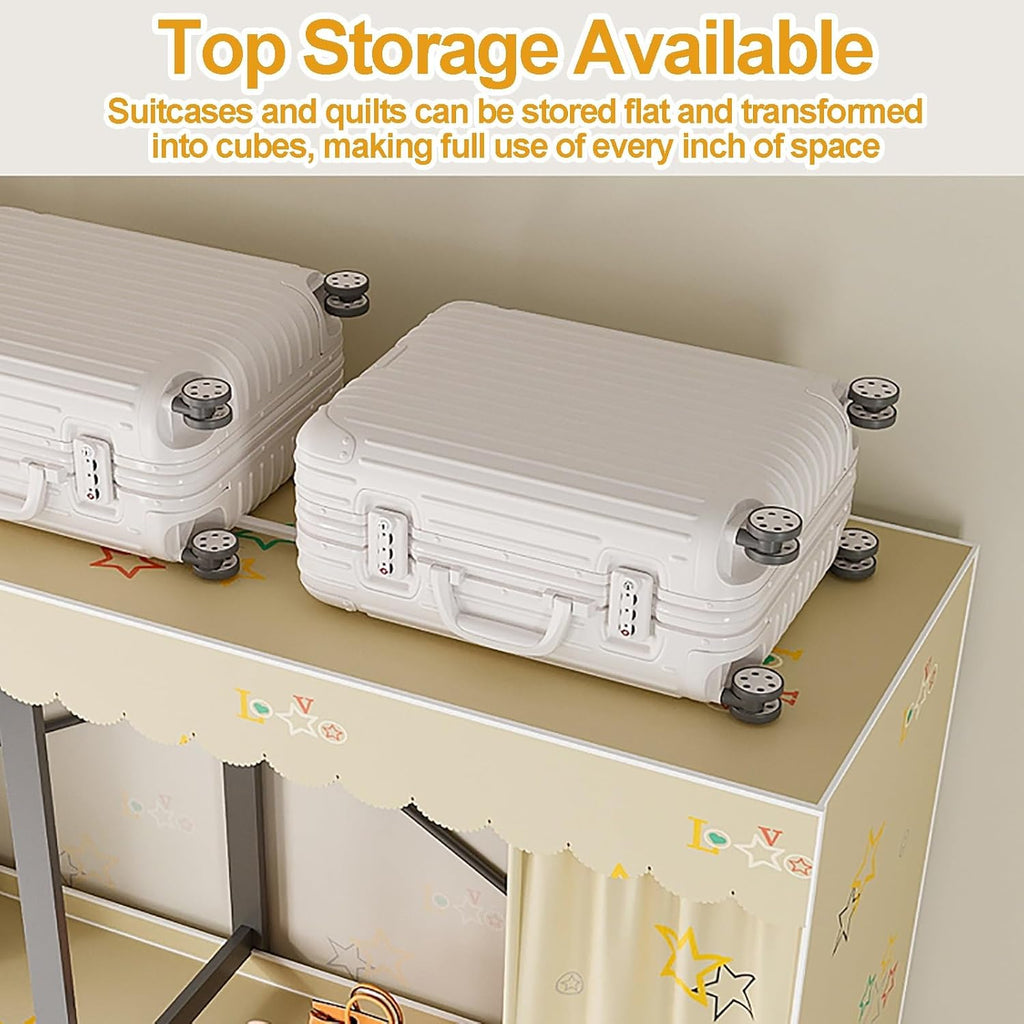 Heavy Duty Portable Closet With Cover, Foldable Clothe Garment Rack For Hanging, Foldable Covered Clothes Rack, Freestanding Clothing Coat Storage Rack(151cm/59.4inch)