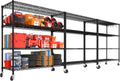 PrimeZone 3 Packs 55.5' W x 24' D x 80' H Heavy Duty Wire Storage Shelves with Wheels, 4 Tier Adjustable NSF Commercial Garage Shelving Unit, Rolling Metal Organizer Shelf Rack for Warehouse, Pantry