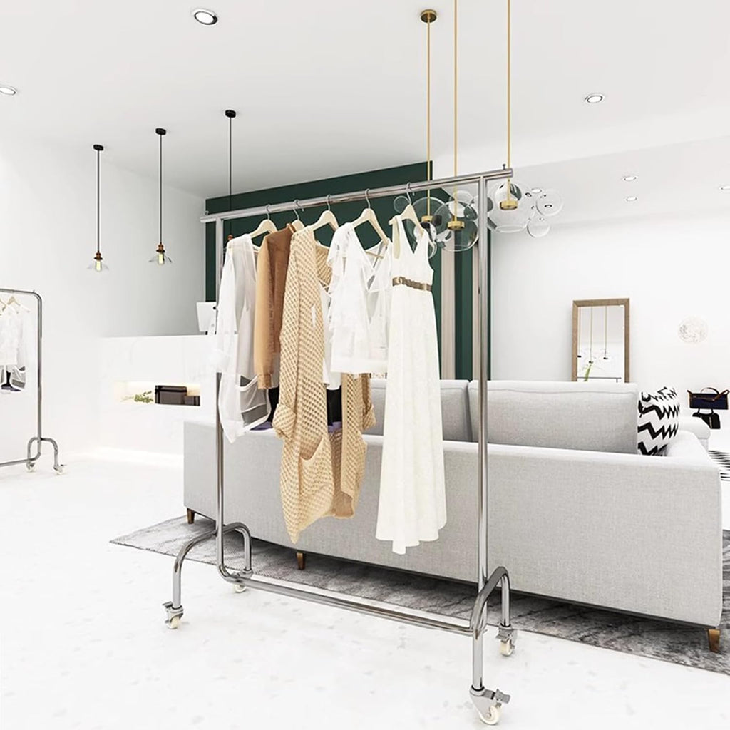 Heavy Duty Coat Rack, Garment Rack Portable Clothing Rack with Lockable Wheels, Commercial Rolling Clothes Rack for Hanging Clothes, Heavy Duty Clothes Rail for Bedroom (120X40X160CM)