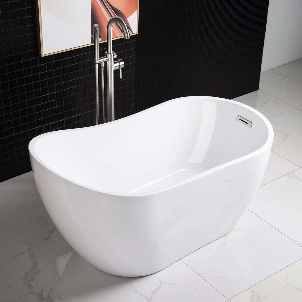 WOODBRIDGE B-0006 Modern Bathroom Glossy Acrylic Freestanding Bathtub, White