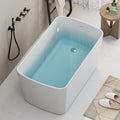 49' Acrylic Freestanding Bathtubs, Square Shaped Japanese Soaking Tub, Stand Alone Tubs W/Pop-UP Chrome Drain, Slotted Overflow, cUPC Certified, Glossy White (Without Seat)