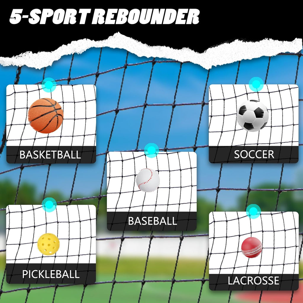 Basketball Return Attachment for Hoop - 40'x40' Rebound Net with Adjustable 3 Angles - Fits 2'-6' Round/Square Goal Poles - Multi-Sport Trainer for Basketball Baseball Soccer