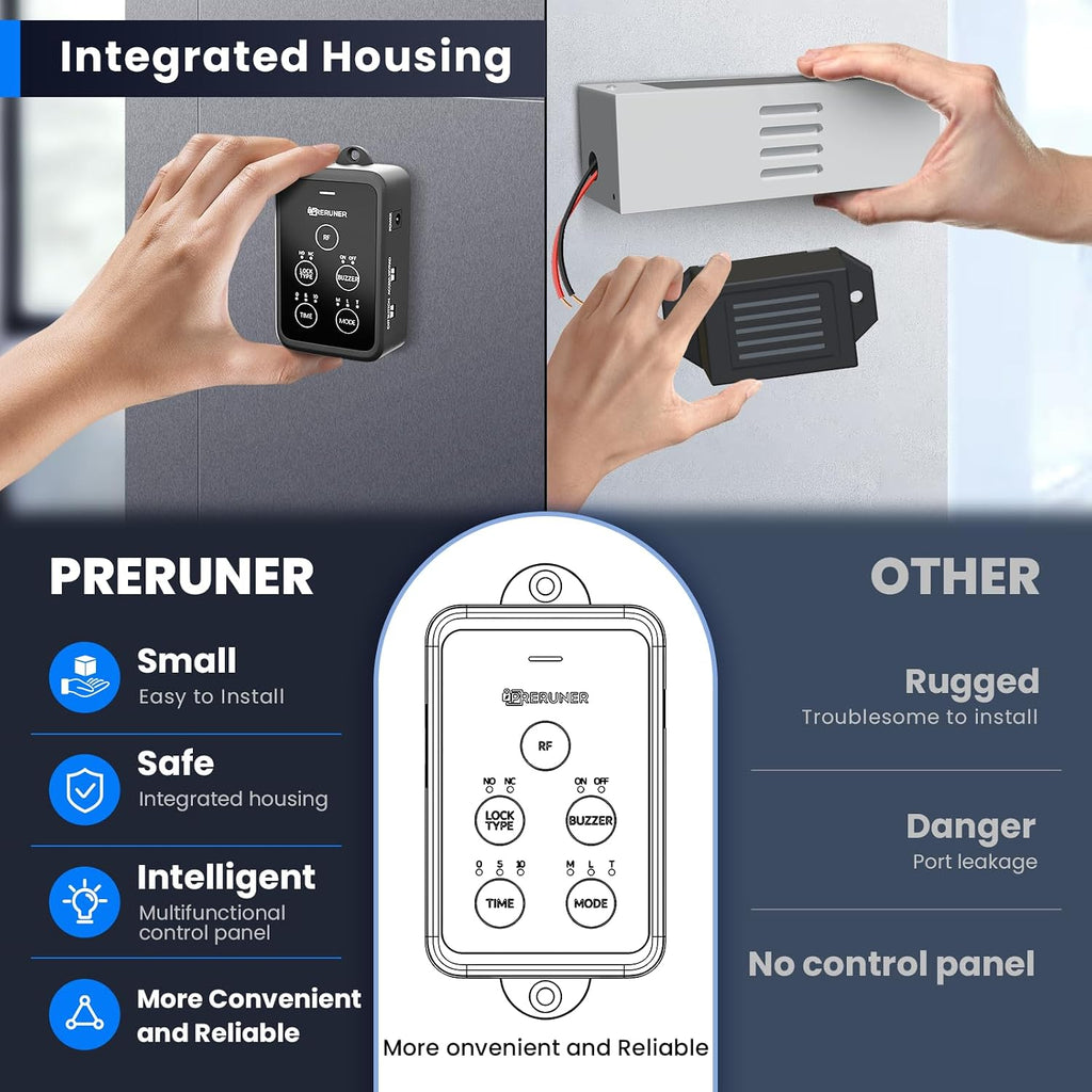 𝙐𝙥𝙜𝙧𝙖𝙙𝙚 1200lbs Electromagnetic Door Lock Access Control.Waterproof 12VDC 24VDC Heavy Duty Magnetic Door Lock Gate Lock 1200lbs Holding Force with 2 Remote Control、Integrated Power Box