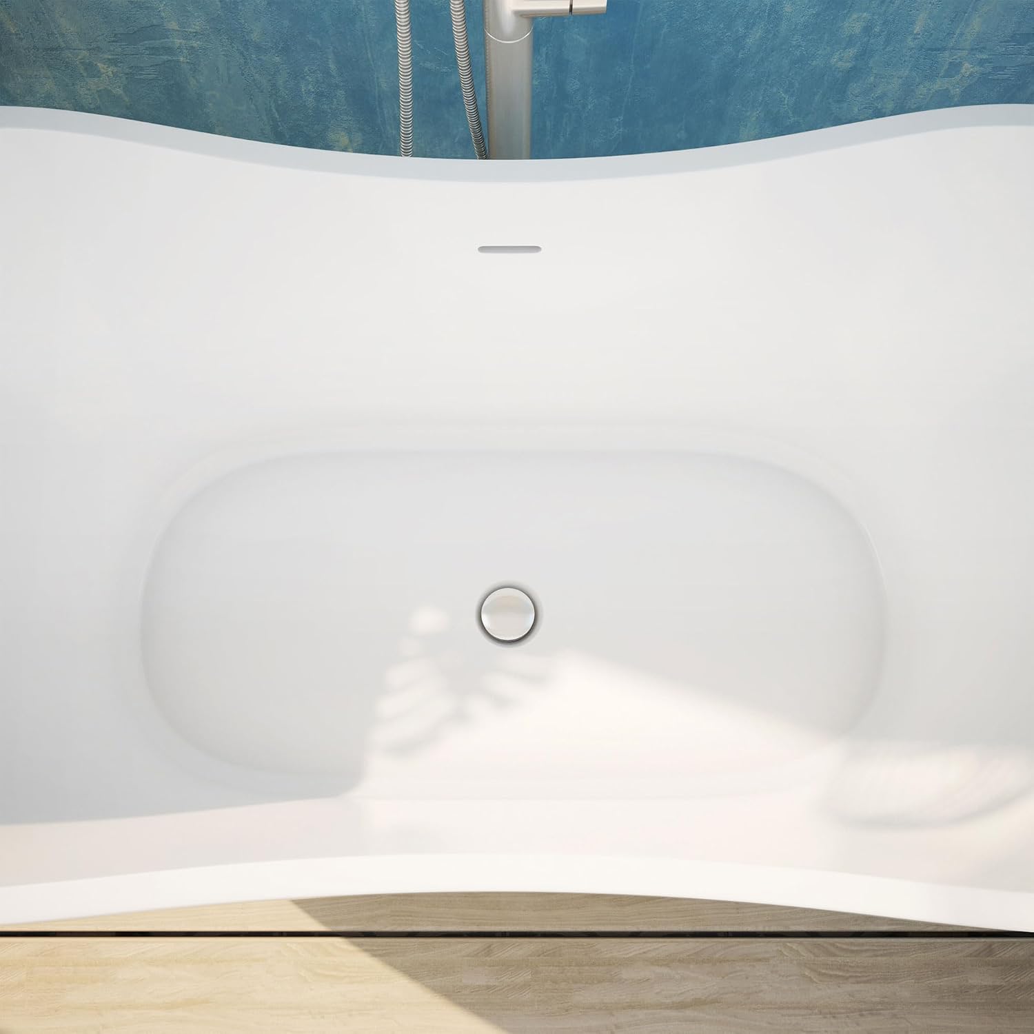 DreamLine Nile 59 inch L x 28 inch H Acrylic Freestanding Bathtub with Brushed Nickel Finish
