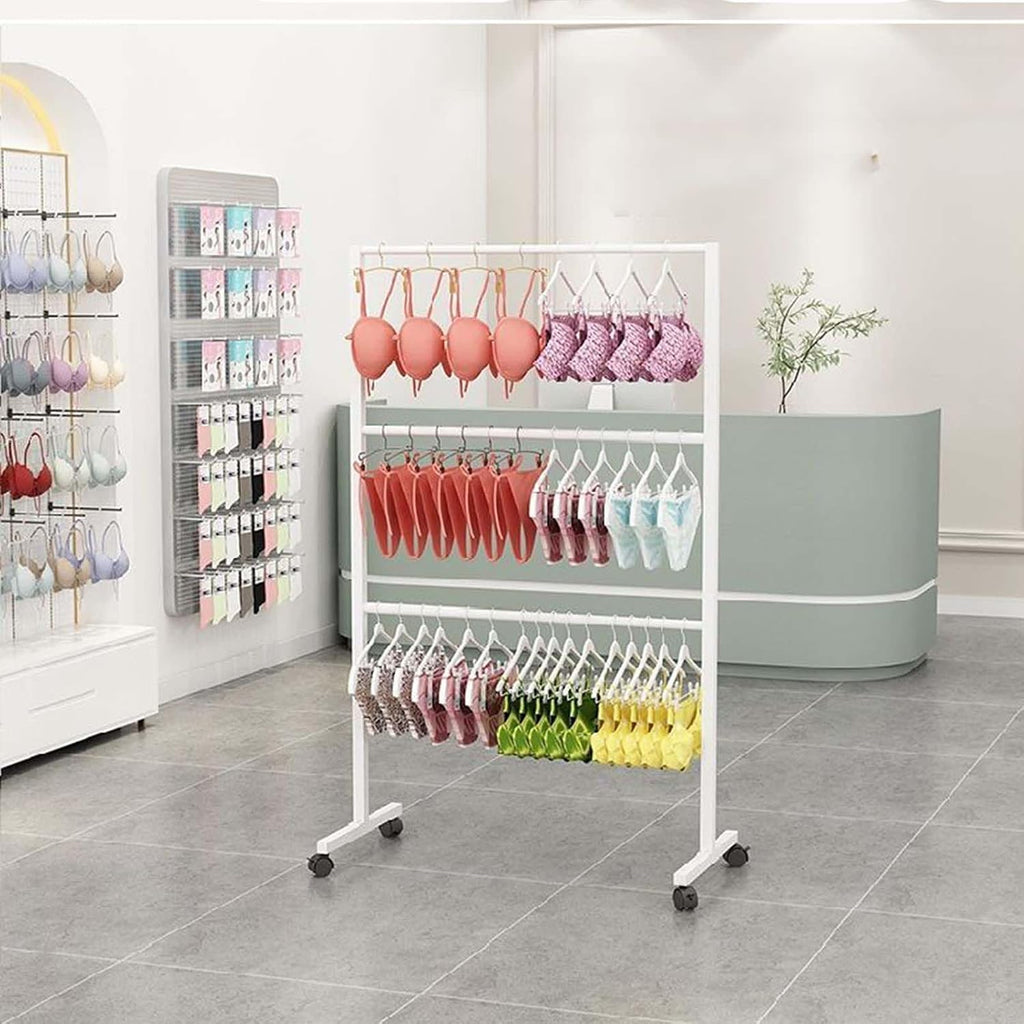 Clothes RackUnderwear Display Rack Bra Garment Stand with Wheels Clothes Racks Clothing Store Retail Racks Commercial Freestanding Hanger for Bikini,Swimwear, Lingerie,Shorts,A