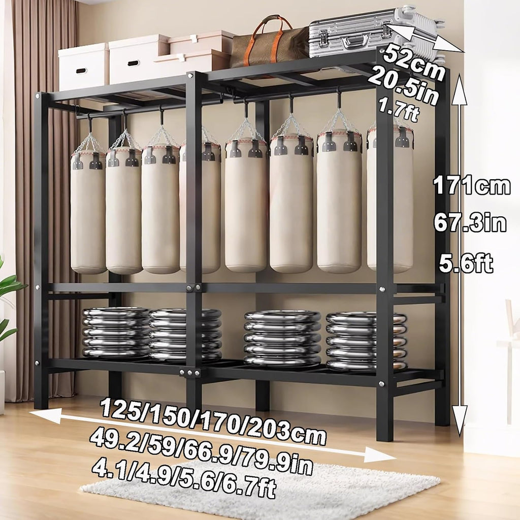 Foldable Portable Closet Wardrobe on Wheel 2000Ibs Heavy-Duty Clothing Rack with Cover Freestanding Metal Clothing Rack Armoire Storage System Rolling Garment Racks(49in/125cm)