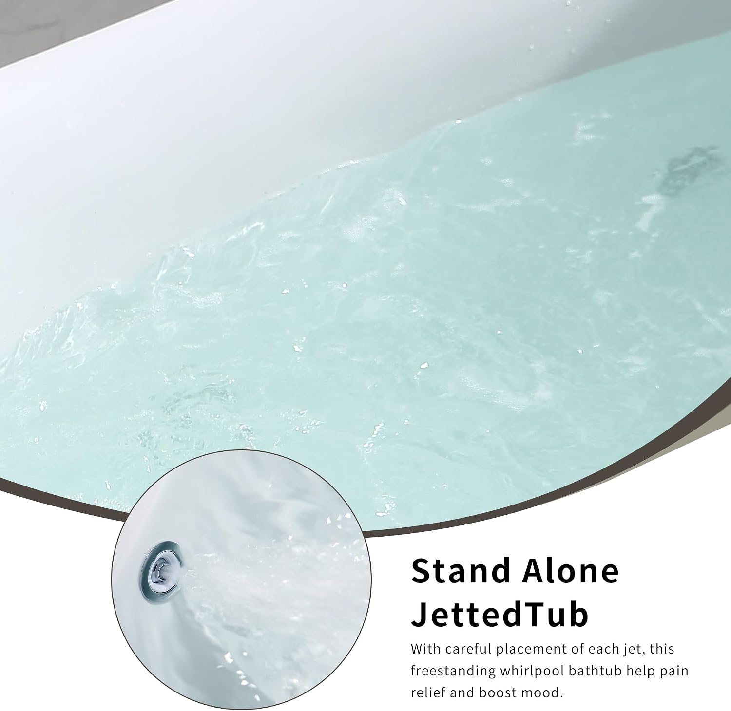 Empava 59' x 29' Freestanding Whirlpool Tub, Acrylic 560W Jetted Bathtub with 7 Hydromassage Nozzles,Lumbar and Neck Support,ETL Certified