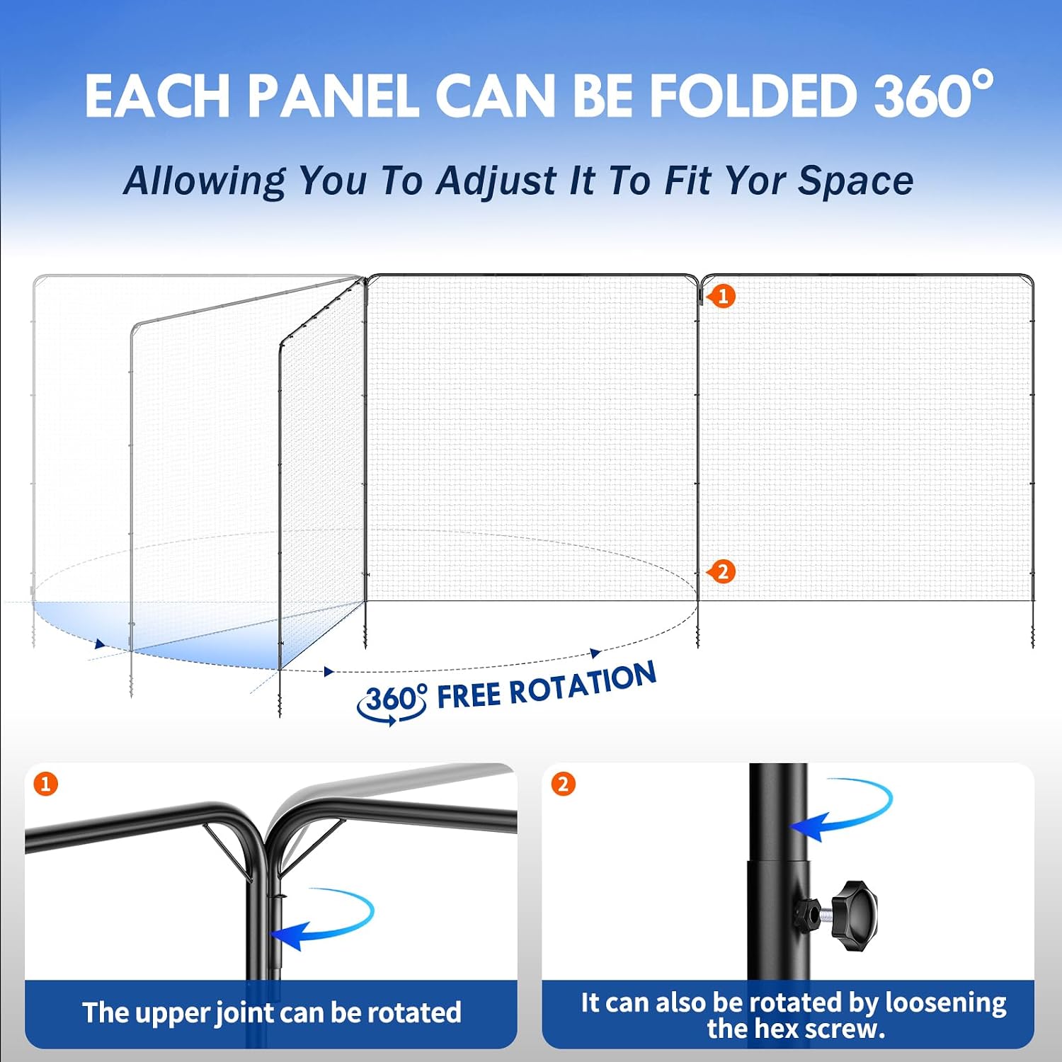Backstop Net System for Backyard – Heavy Duty Sports Barrier Net with Steel Posts, Movable/Socketed Ball Stop Net for Soccer, Baseball, Training