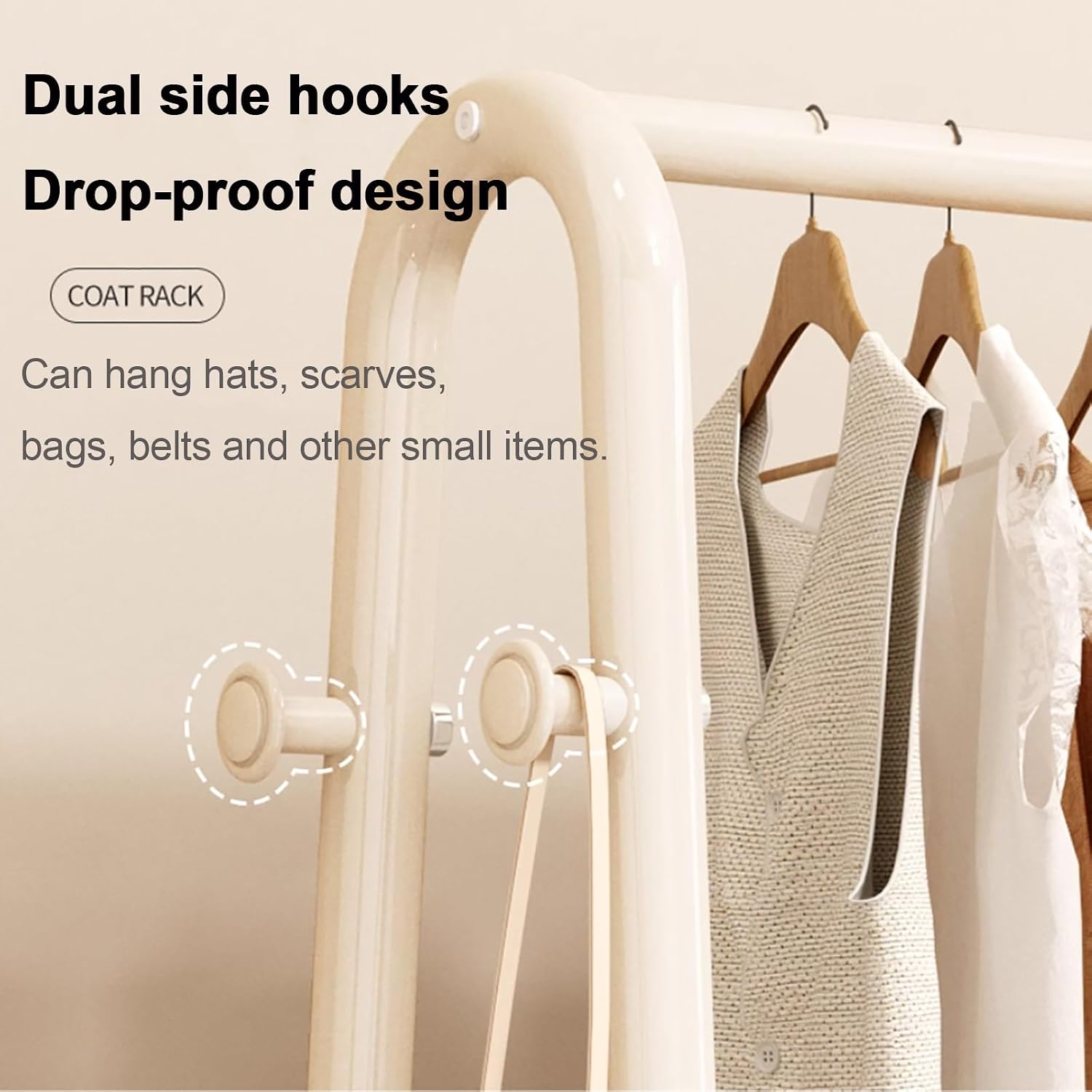 Metal Clothes Rack,Clothing Racks,Garment Rack With Storage Shelves And Coat/Hat Hooks,Freestanding Organizer For Bedroom Living Room(Black,60cm/23.6in)
