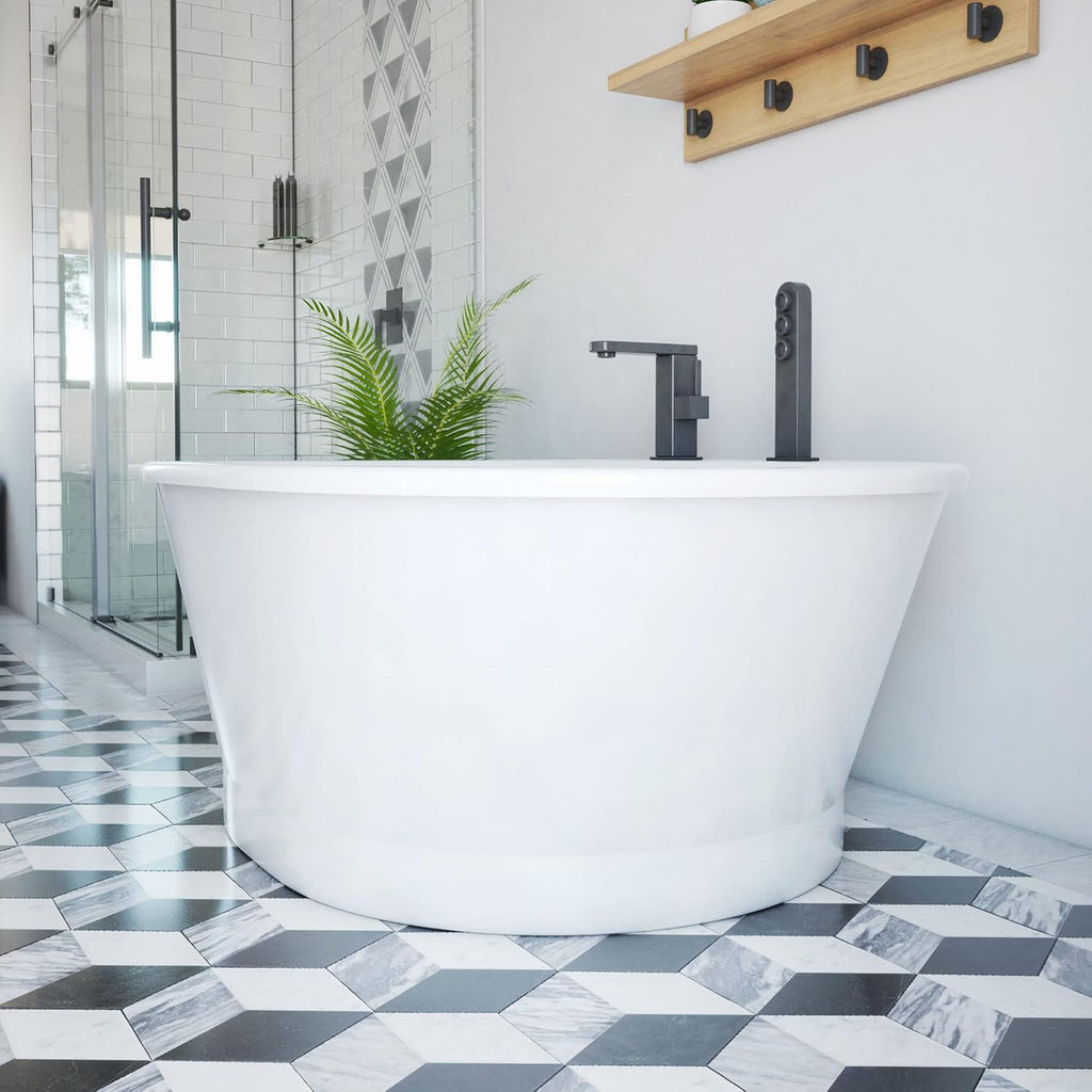 DreamLine Caribbean 60 inch L x 23 inch H White Acrylic Freestanding Bathtub