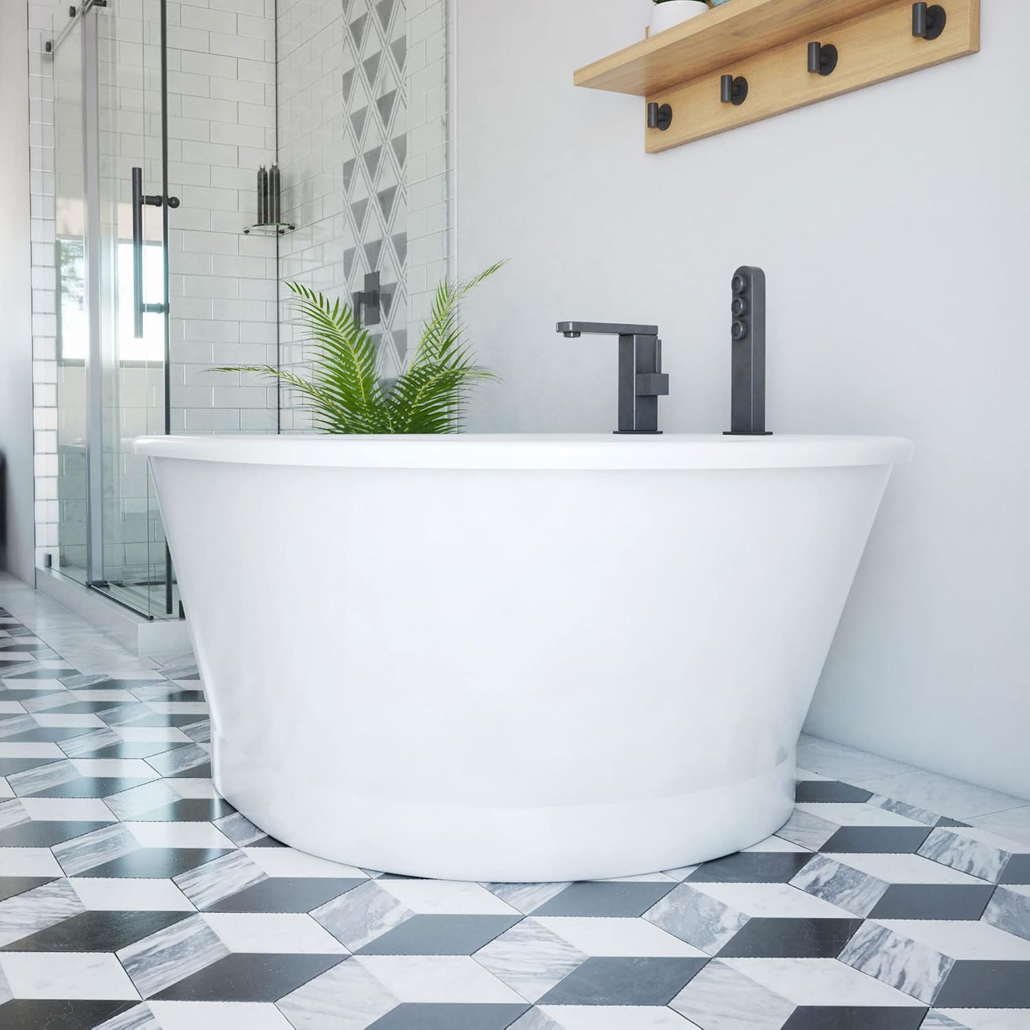 DreamLine Caribbean 60 inch L x 23 inch H White Acrylic Freestanding Bathtub