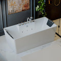 Empava 59' x 30' Freestanding Whirlpool Tub,560W Stand Alone Jetted Bathtub,ETL Certified,Center Drain,Acrylic, 60 Gallons, Rectangle Spacious for Big-Boned or Busty Sizes