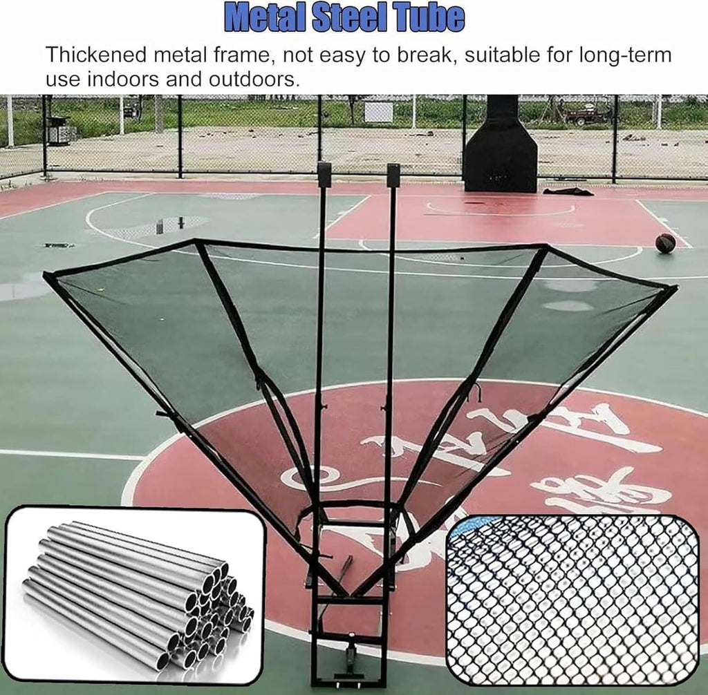 Power Network Basketball Basketball Net Return Portable Shooting Trainer for Children Teenagers Adults Beginners Folding Metal Hanging Basketball Return Attachment Device