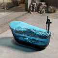 Freestanding Bathtub – Solid Surface Bathtub With Handcrafted Design, Extra Deep Soaking Tub, Free Standing Bathtub For Modern Bathroom Luxury Spa Use (68',Blue B)