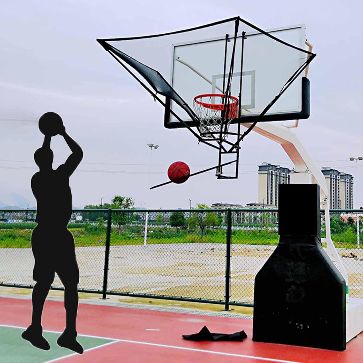 Basketball Shot Returner Hanging Basketball Return Attachment for Hoop, Metal Basketball Shot Returner Net