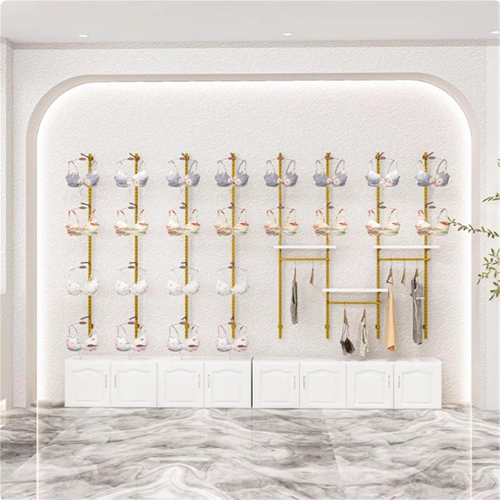 4pcs Underwear Display Stand, Metals, Clothing Lingerie Garment Rack, Commercial Retail Shelves, Wall-Mounted, for Socks Bra Panties Scarves, 120cm/47.2in