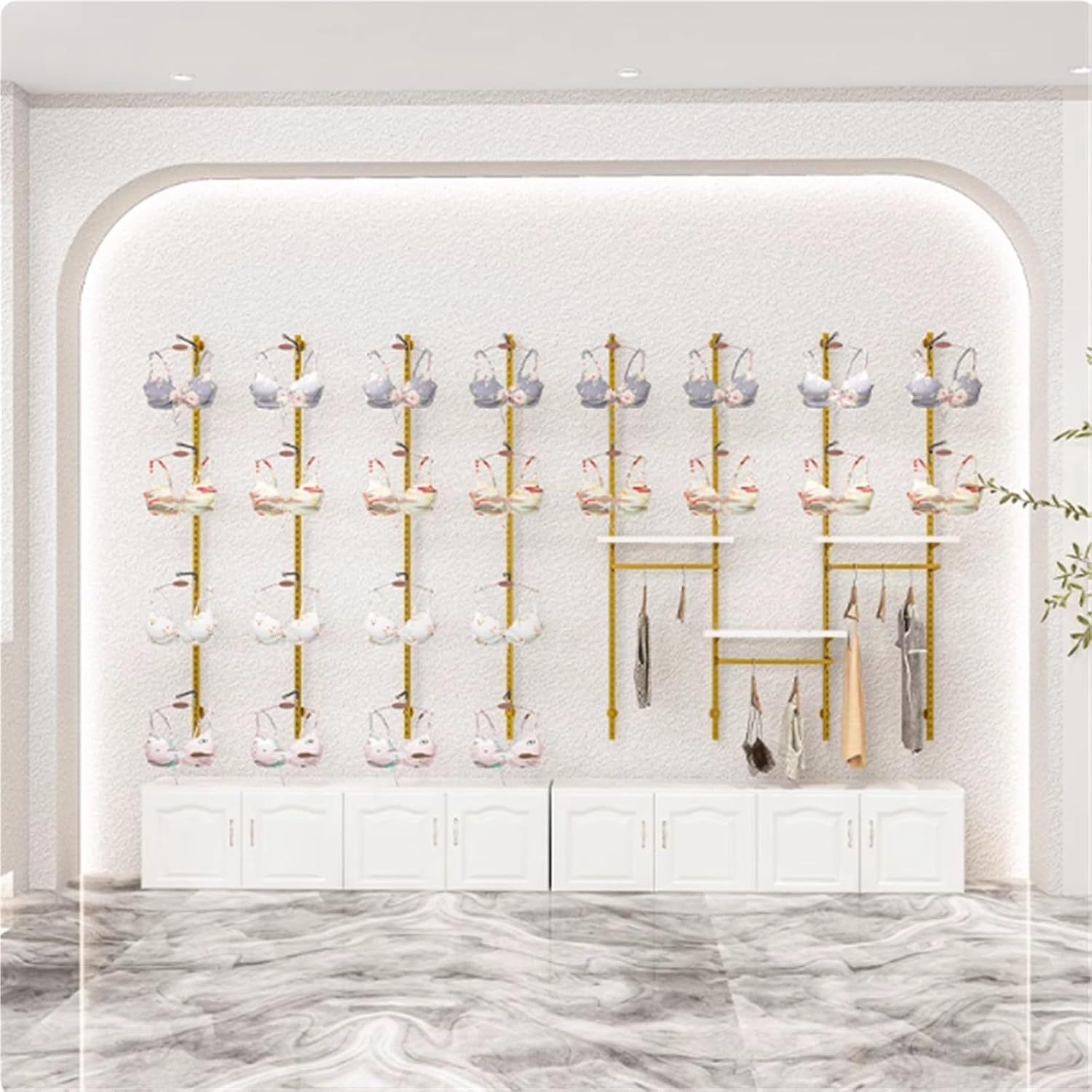 4pcs Underwear Display Stand, Metals, Clothing Lingerie Garment Rack, Commercial Retail Shelves, Wall-Mounted, for Socks Bra Panties Scarves, 120cm/47.2in