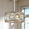 XINGQI 13' Rustic Drum Pendant Lighting Fixture Modern Chandelier 3-Light Height Adjustable Ceiling Lamp for Dining Room Kitchen Island Living Room Bedroom Foyer Hallway, Brushed Nickel